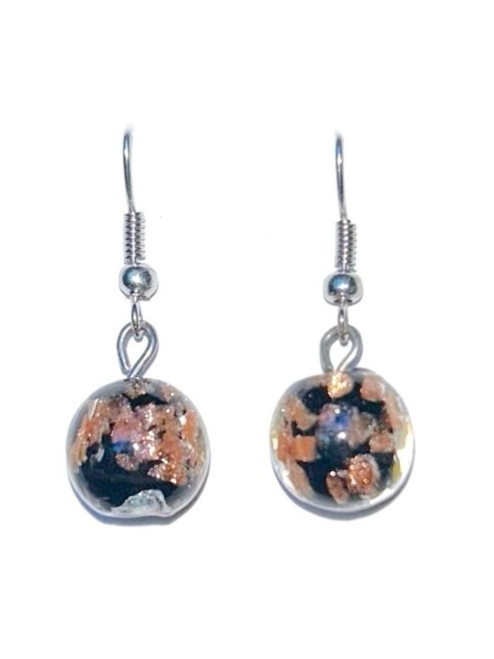 Handmade Black and Rose Gold Glass Drop Earrings